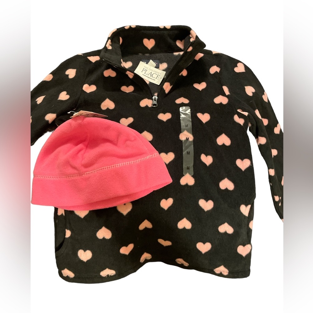 NWT girls fleece and hat from The Children’s Place size 7/8 - Picture 1 of 7